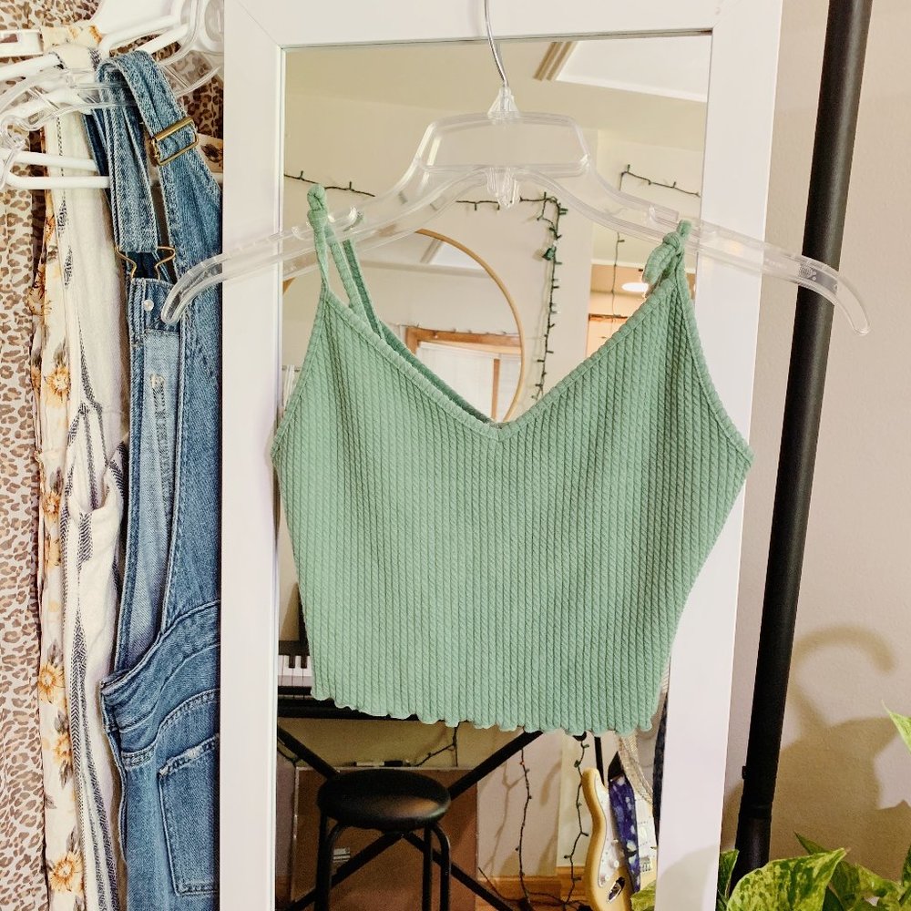 Lightly Worn Forever 21 Green Cropped Tank Top